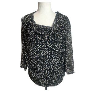 Dana Buchman Long-Sleeve Top Size XL Black and Gray Lined
